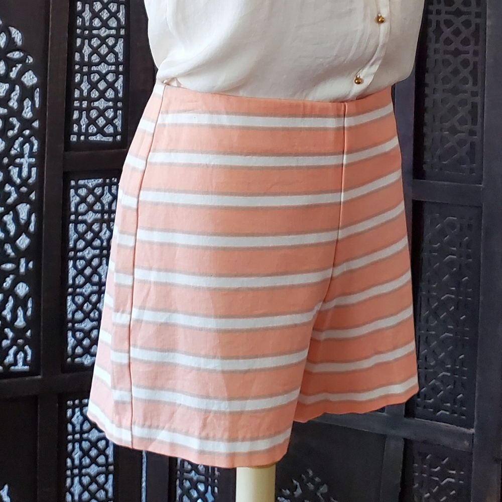 Pink & white striped cotton shorts